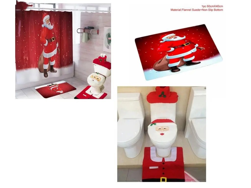 Merry Christmas Bathroom Curtain Santa Claus Toilet Seat Christmas Decorations CJ Dropshipping