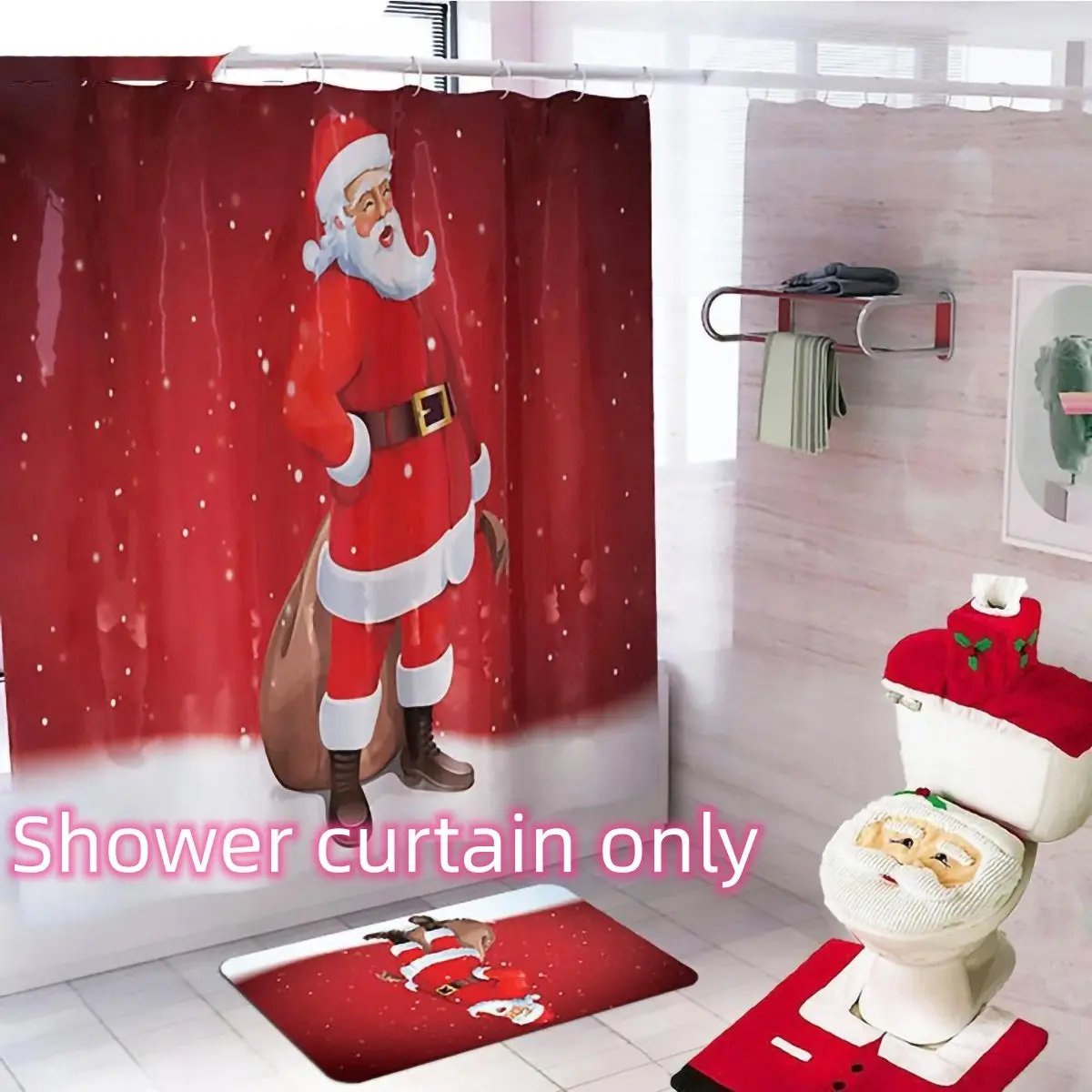 Merry Christmas Bathroom Curtain Santa Claus Toilet Seat Christmas Decorations CJ Dropshipping