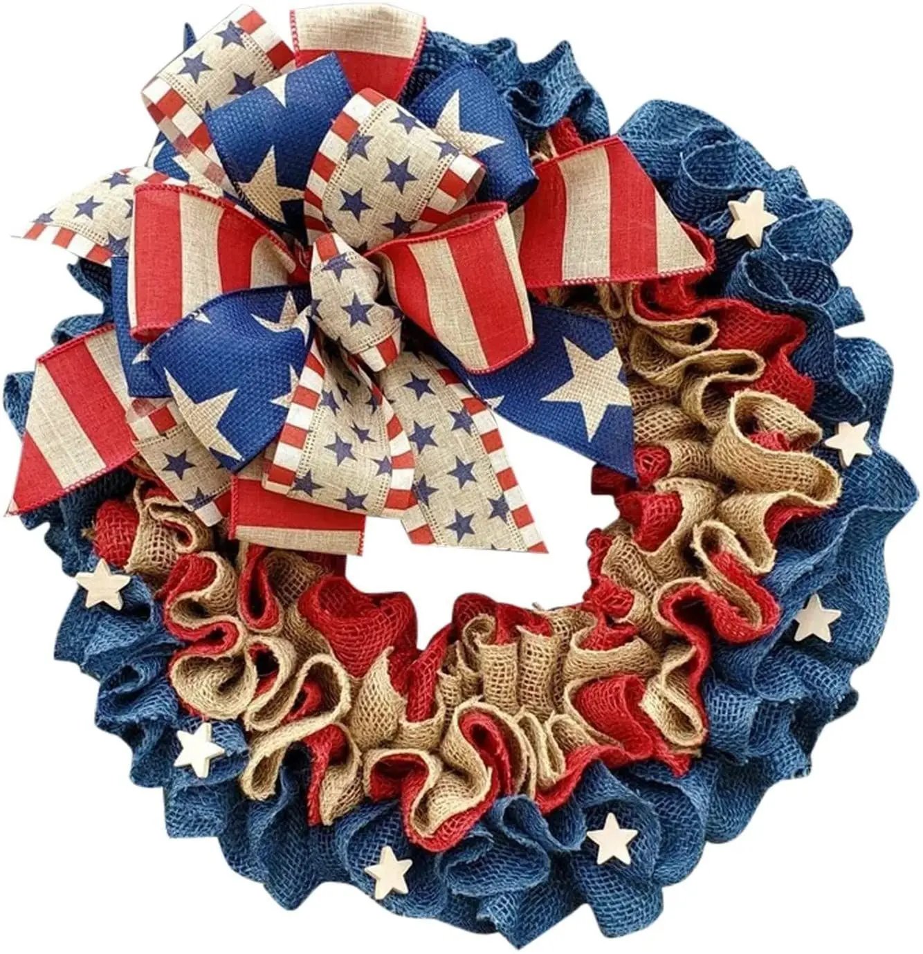 Patriotic Red White Blue Ribbon American Flag Garland CJ Dropshipping