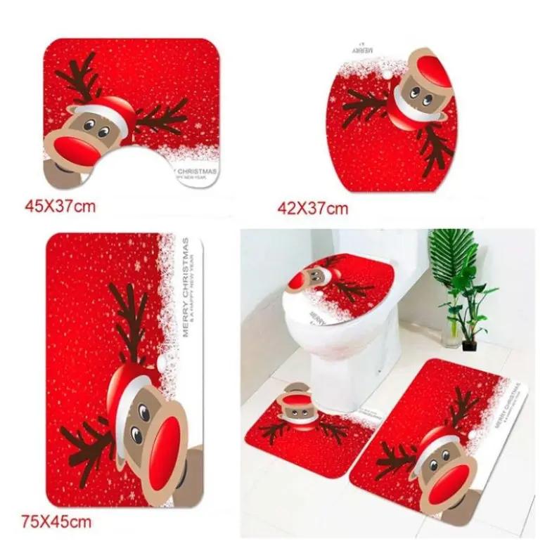 Merry Christmas Bathroom Curtain Santa Claus Toilet Seat Christmas Decorations CJ Dropshipping