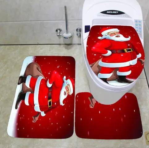 Merry Christmas Bathroom Curtain Santa Claus Toilet Seat Christmas Decorations CJ Dropshipping