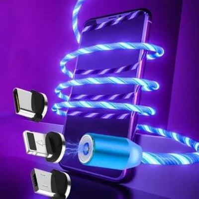Compatible with Apple, Flowing Ligh Magnetic Streamer Data Line Cable for Iphone Android Typec CJ Dropshipping 