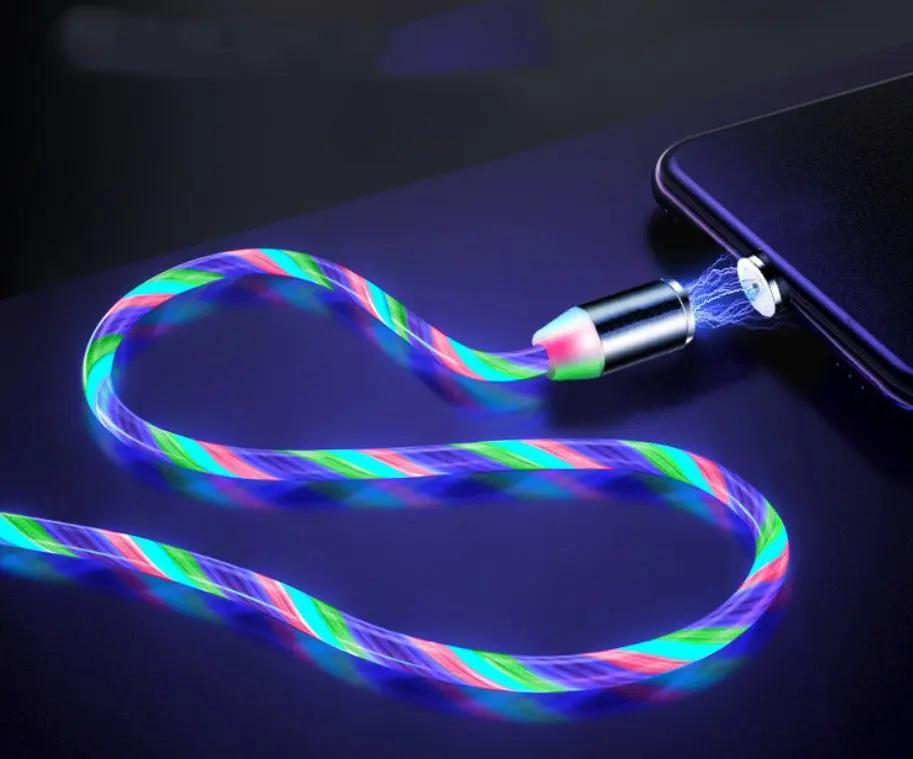 Compatible with Apple, Flowing Ligh Magnetic Streamer Data Line Cable for Iphone Android Typec CJ Dropshipping 