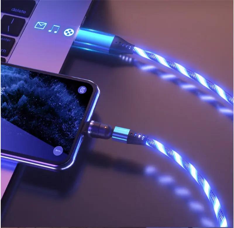 540° Rotating Magnetic Charging Cable - LED Light 3A Fast Charge for iPhone, Android & Type-C CJ Dropshipping 