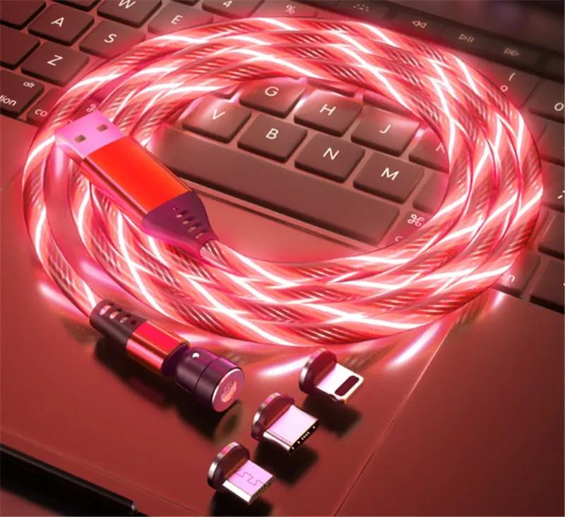 540° Rotating Magnetic Charging Cable - LED Light 3A Fast Charge for iPhone, Android & Type-C CJ Dropshipping 