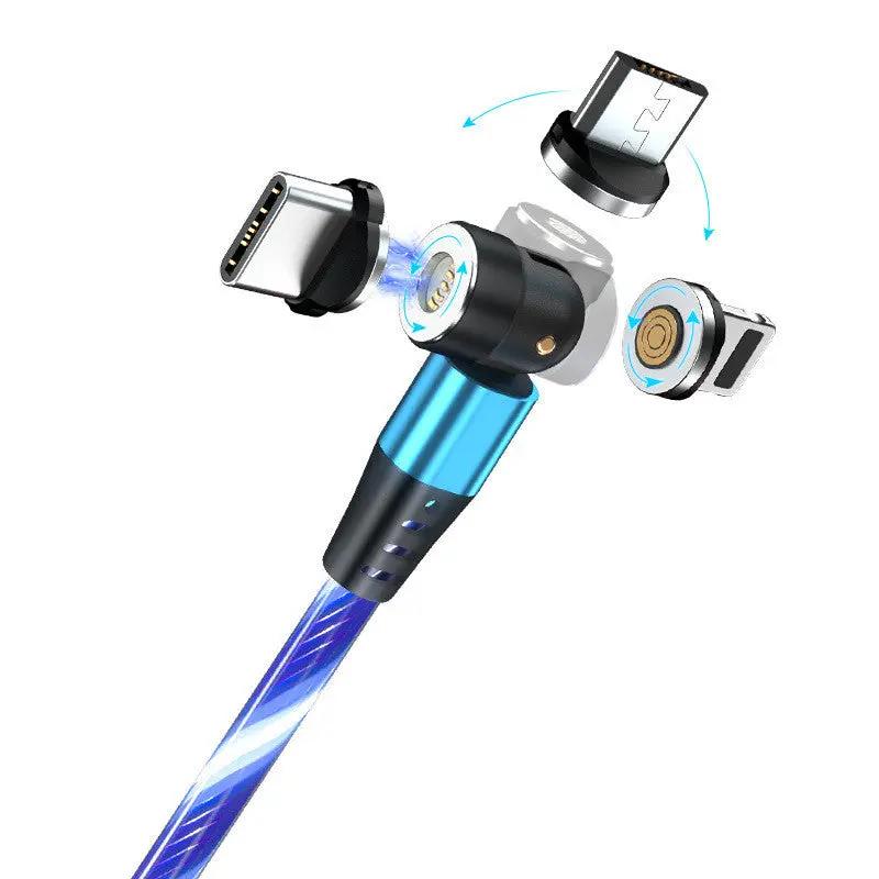 540° Rotating Magnetic Charging Cable - LED Light 3A Fast Charge for iPhone, Android & Type-C CJ Dropshipping 