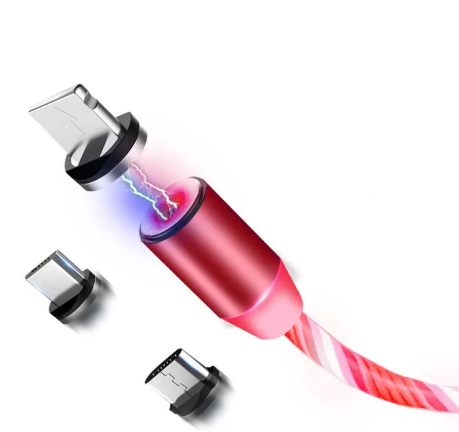 Compatible with Apple, Flowing Ligh Magnetic Streamer Data Line Cable for Iphone Android Typec CJ Dropshipping 