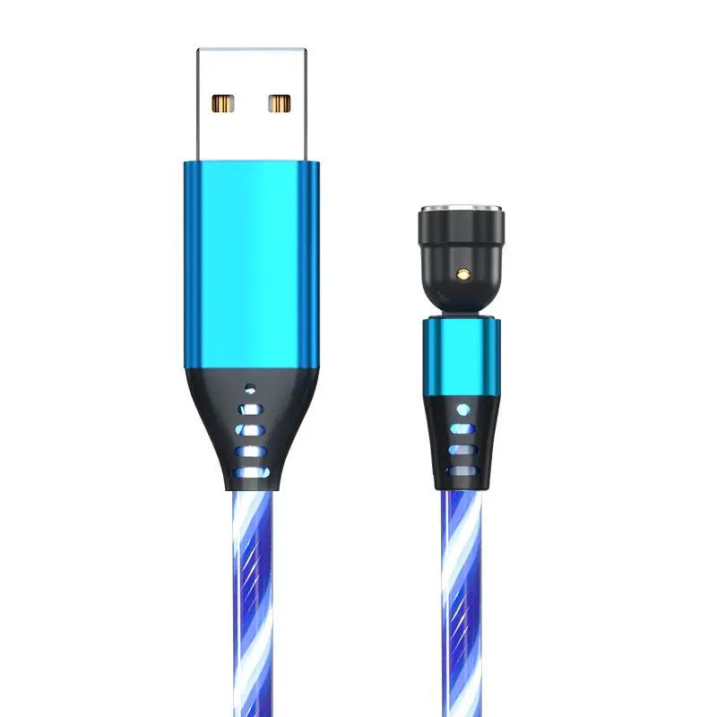 540° Rotating Magnetic Charging Cable - LED Light 3A Fast Charge for iPhone, Android & Type-C CJ Dropshipping 