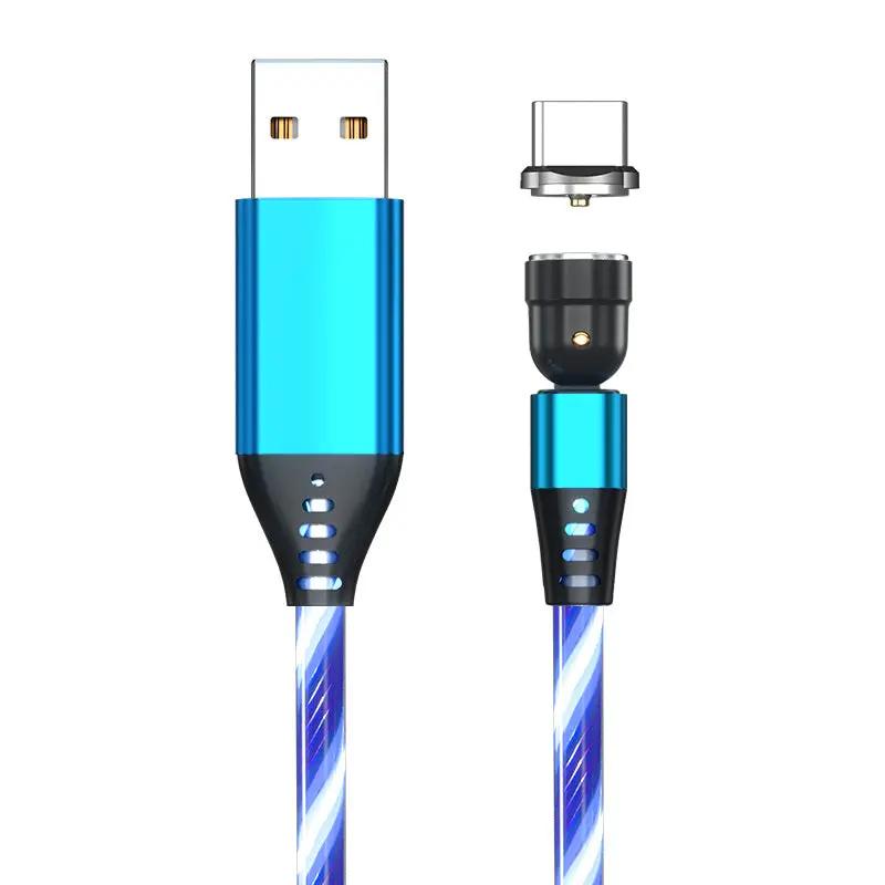 540° Rotating Magnetic Charging Cable - LED Light 3A Fast Charge for iPhone, Android & Type-C CJ Dropshipping 