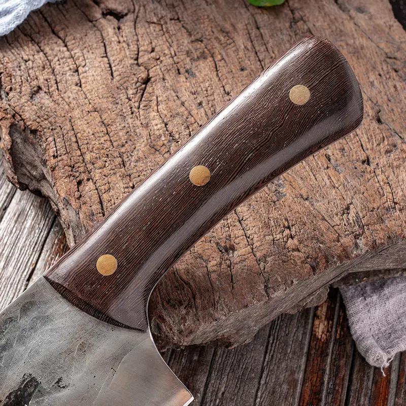 Cutting Meat With Carbon Steel Butcher Knife CJ Dropshipping 