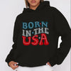 Women'S Casual  Hoodie With Born In The USA Letter & Graphic Print - Rib-Knit Hooded Sweatshirt For Fall Winter - Patriotic Slogan Pullover With Drawstring CJ Dropshipping  Has Our Seal of Approval