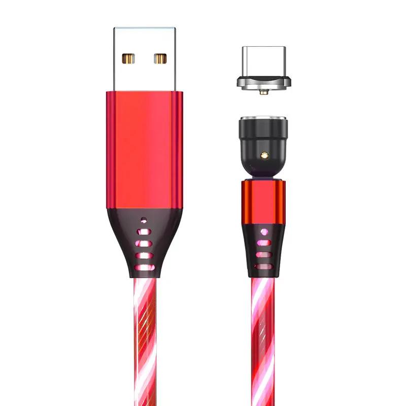 540° Rotating Magnetic Charging Cable - LED Light 3A Fast Charge for iPhone, Android & Type-C CJ Dropshipping 