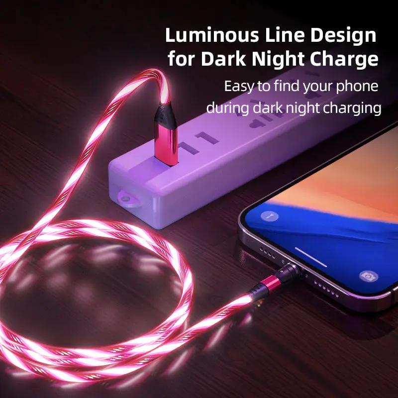 540° Rotating Magnetic Charging Cable - LED Light 3A Fast Charge for iPhone, Android & Type-C CJ Dropshipping 