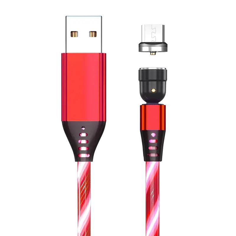 540° Rotating Magnetic Charging Cable - LED Light 3A Fast Charge for iPhone, Android & Type-C CJ Dropshipping 
