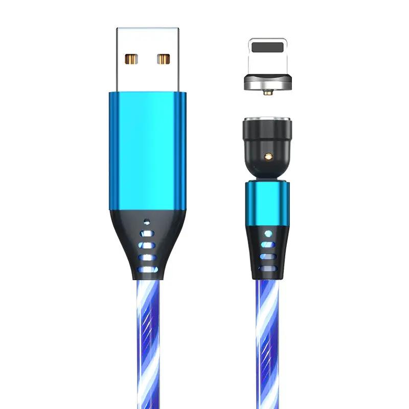 540° Rotating Magnetic Charging Cable - LED Light 3A Fast Charge for iPhone, Android & Type-C CJ Dropshipping 
