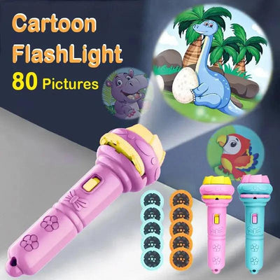 Cartoon Projection Flashlight 80 Patterns Creative Children Flashlight Toy Projector Baby Toys Bedtime Story Book CJ Dropshipping 