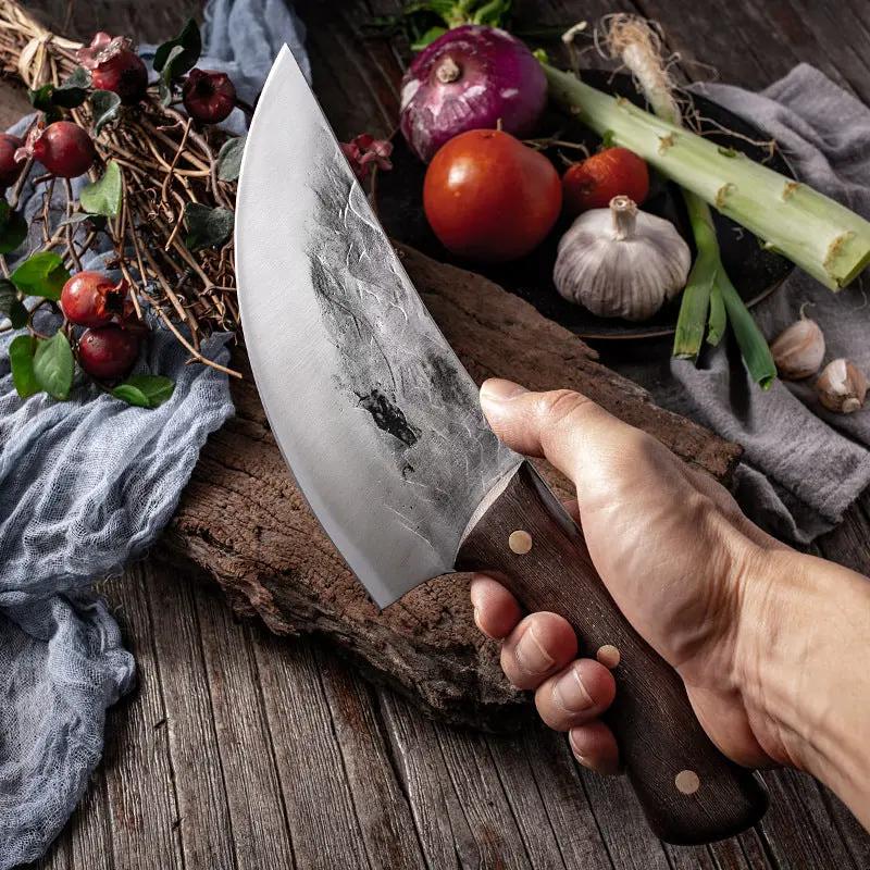 Cutting Meat With Carbon Steel Butcher Knife CJ Dropshipping 