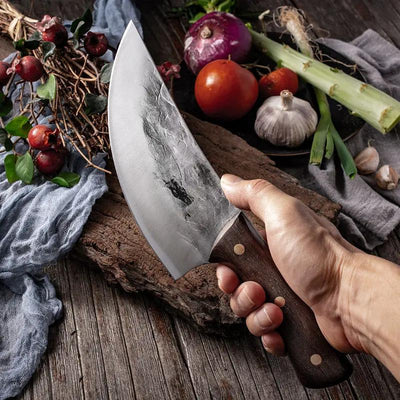 Cutting Meat With Carbon Steel Butcher Knife CJ Dropshipping 
