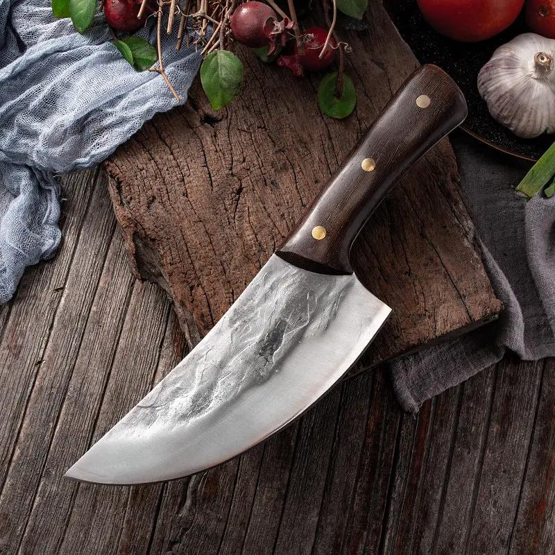 Cutting Meat With Carbon Steel Butcher Knife CJ Dropshipping 